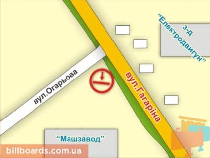 Билборд A в Ужгороде м. Ужгород, вул. Карпатської України (Гагаріна) – Огарьова схема