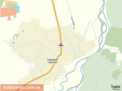 Билборд A в Тячеве с.Теребля,вул. Центральна, в сторону смт, м.Тячів,м.Хуст, школи, міні-маркету схема