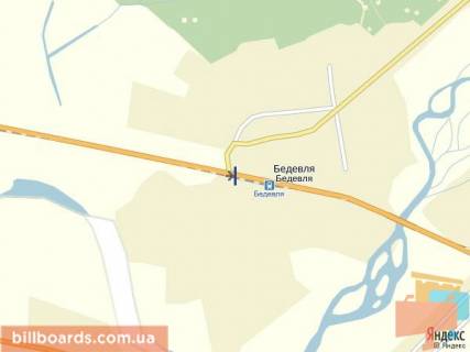 Білборд, Бігборд (Борд)  A у Тячеві с.Бедевля, вул.Волошина  в сторону  м. Рахів ,перехрестя ( на смт. Дубове ) схема