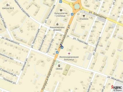 Ситилайт A в Ужгороде, 1.2x1.8  м.Ужгород вул.Минайська, біля жд лікарні, кінотеатру Доміон, рест.Сафарі, автобусна зупинка, виїзд з міста схема