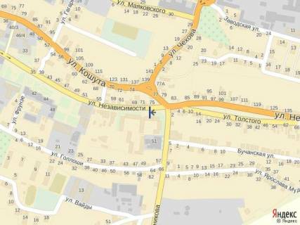 Ситилайт B в Тячеве, 1.2x1.8  вул. Незалежності, центр міста, біля страхової компанії Acsa та магазину Міленіум, автобусні зупинки, великий потік пішоходів схема