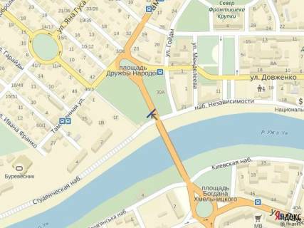 Сiтiлайт B у Ужгороді, 1.2x1.8  м.Ужгород вул.Дружби народів , біля парку Дружби народів, зїзд з транспортного мосту, із сторони 16-ти етажки схема