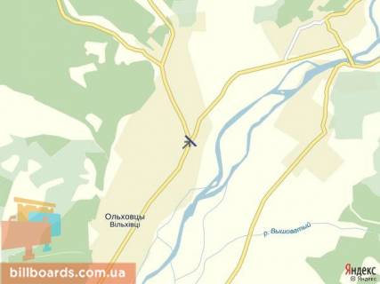 Билборд A в Тячеве с.Вільхівці, вул.Головна в сторну смт.Нересниця зі сторони м.Тячів схема