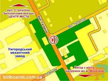 Билборд B в Ужгороде м. Ужгород, вул. Карпатської України (Гагаріна) – Проектна схема