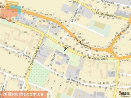 Сiтiлайт A у Тячеві вул. Незалежності, центр міста, біля Ексім банку, кіосків,  напроти продуктового магазину та редакції Дружба, масове скупчення людей схема