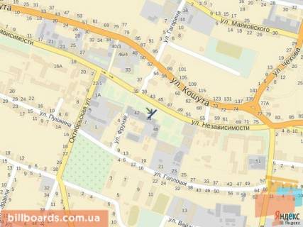 Сiтiлайт B у Тячеві вул. Незалежності, центр міста, біля Ексім банку, напроти продуктового магазину та редакції Дружба, масове скупчення людей схема