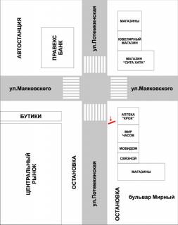Бэклайт A в Херсоне, 2.3x3.5  ул. Потемкинская (К.Маркса)/ул. Маяковского схема