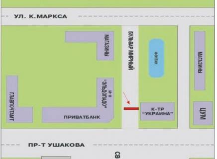 Билборд B в Херсоне, 3x6  Бульвар Мирный схема