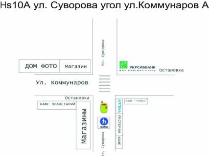 Ситилайт A в Херсоне, 1.2x1.8  ул. Суворова/ ул. Коммунаров схема