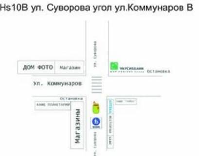 Ситилайт B в Херсоне, 1.2x1.8  ул. Суворова/ ул. Коммунаров схема
