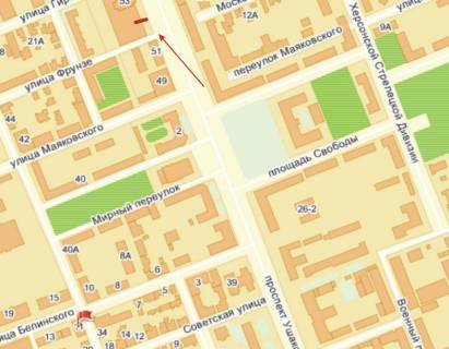 Беклайт B у Херсоні, 3x4  пр. Ушакова - ЦУМ схема