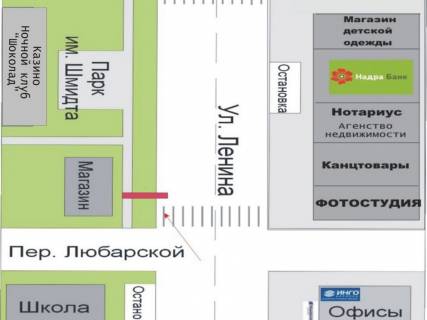 Бэклайт B в Херсоне, 3x4  ул. Ленина пер Любарской схема