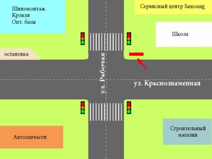 Билборд A в Херсоне, 3x6  ул. Рабочая угол Краснознаменной схема