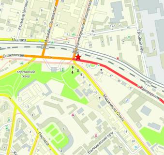 Билборд A в Одессе, 6x3  вул. Приморська / узвіз Маринеско №3 схема