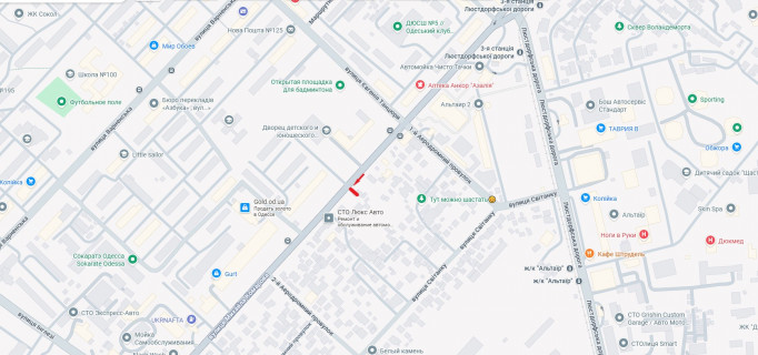 Білборд, Бігборд (Борд)  B у Одесі вул.Михайла Комарова,7 схема