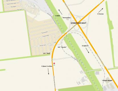 Білборд, Бігборд (Борд)  A у , , 3х6  В'їзд на Клеверный міст (20+610км) на Одесу, Київ з боку Двух Стовпів (Рені, Затока, Ізмаїл, Кишинев) схема