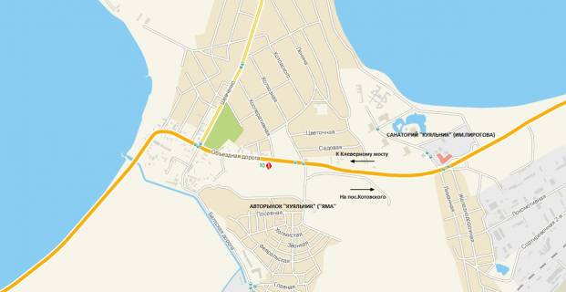 Білборд, Бігборд (Борд)  B у Одесі, 3х6  Об'їзна дорога (10+664км)  - Балтська дорога , від масива Котовського до Клеверного мосту схема