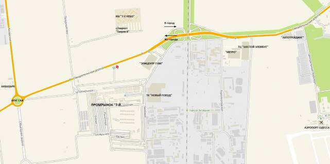 Билборд B в Одессе, 3х6  Овідіопольська дорога (9+450км) - поворот на промринок 7км,  від Епіцентра, з міста схема