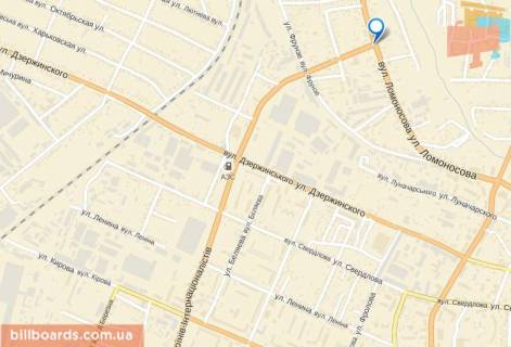 Билборд A в Мелитополе Перетин вул. В.Інтернаціоналістів / вул.Ломоносова (поворот до виїзду з міста у напрямку м. Запоріжжя) схема