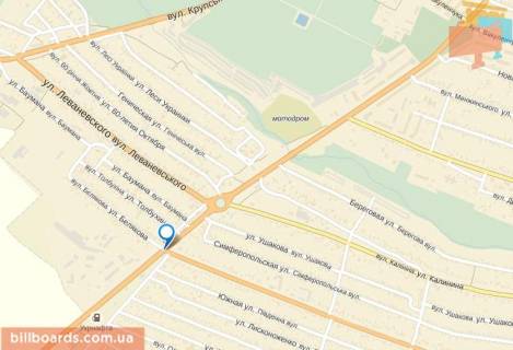 Білборд, Бігборд (Борд)  B у Мелітополі Перетин просп. Б.Хмельницького / вул.Бєлякова (30 м. Від автокомплексу "Водолій") схема