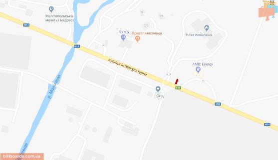 Билборд B в Мелитополе вул. Дзержинського (виїзд з міста у напрямку м. Бердянськ, біля заправки "Лукойл", траса Е58) схема