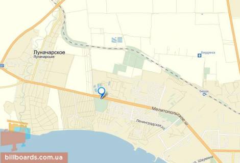 Билборд A в Бердянске Мелітопольське шосе, виїзд з міста, траса Р37, 300 м. до поста ДАІ схема