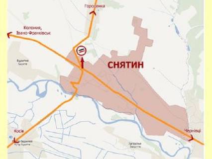 Билборд A в Снятыне, 3х6  м.Снятин, вул.1-го грудня (траса Городенка-Снятин)  ст.А схема