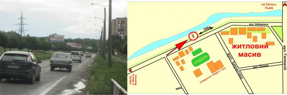 Билборд B в Ивано-Франковске, 3х6  Набережна навпроти буд.№28 схема