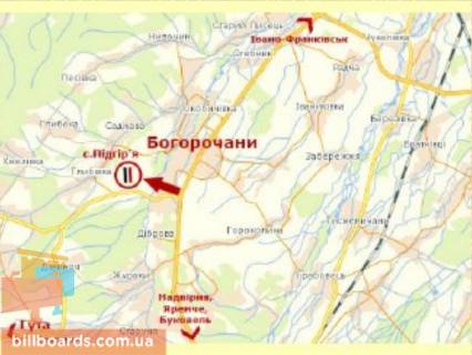 Билборд A в Гуте с.Підгір'я (дорога на Гуту) схема