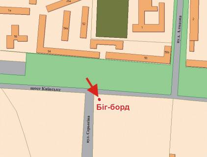 Билборд A в Полтаве, 3х6  К.Шосе вул. - Серьогіна вул. (на Харків) схема