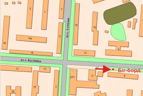 Білборд, Бігборд (Борд)  A у Полтаві, 3х6  І.Мазепи вул. (Калініна),9 (салон Афродіта) схема