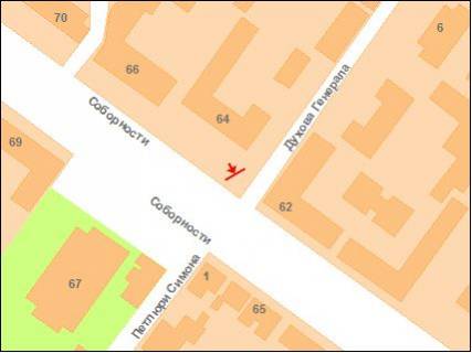 Билборд B в Полтаве ул.Октябрьская - ул.Духова схема