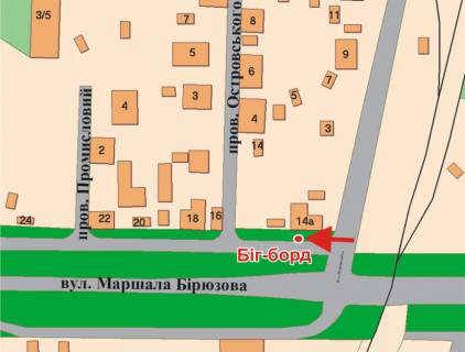 Билборд A в Полтаве, 3х6  М. Бірюзова вул., 14 схема