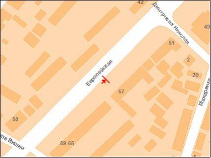 Білборд, Бігборд (Борд)  A у Полтаві ул.Фрунзе, 63 схема