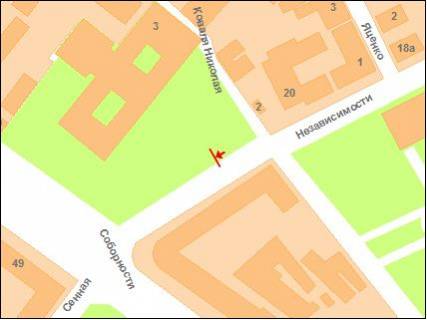 Білборд, Бігборд (Борд)  A у Полтаві ул.Независимости-ул.Коваля схема