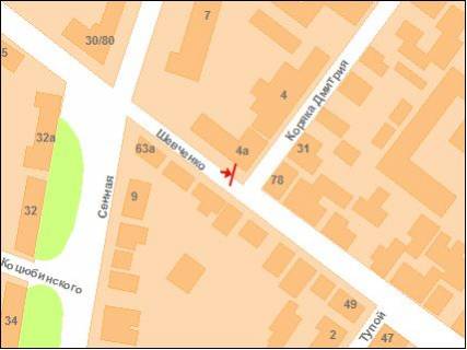 Білборд, Бігборд (Борд)  A у Полтаві ул.Шевченка, 63 схема