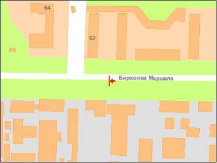 Билборд B в Полтаве ул.Маршала Бирюзова, 47 (ЮЛИС) схема