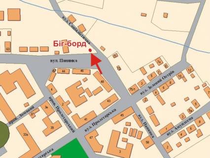 Білборд, Бігборд (Борд)  A у Полтаві, 3х6  Панянки вул., 46(Евродом) схема