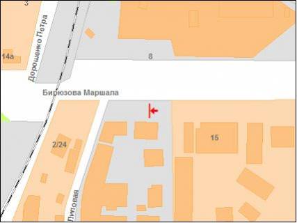 Билборд B в Полтаве ул. М.Бирюзова, 7 схема