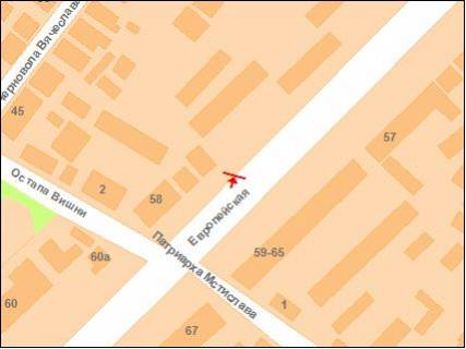 Білборд, Бігборд (Борд)  A у Полтаві ул.Фрунзе, 46 схема