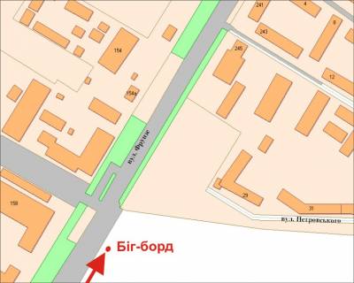 Білборд, Бігборд (Борд)  A у Полтаві, 3х6  Європейська вул. (Фрунзе)(авторинок) схема