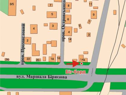 Билборд B в Полтаве, 3х6  М. Бірюзова вул., 14 схема