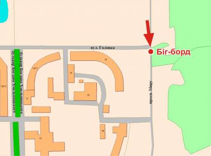 Билборд A в Полтаве, 3х6  зуп.Головка (розд.смуга)(із центру) схема