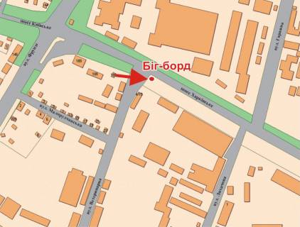 Билборд A в Полтаве, 3х6  Х.Шосе вул.- Ветеринарна вул. схема