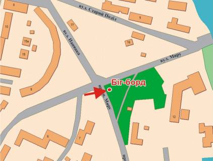 Билборд A в Полтаве, 3х6  Миру вул., готель"Турист" схема