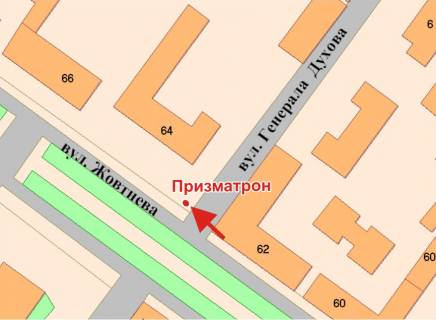 Билборд A в Полтаве Соборності вул. (Жовтнева) - Духова вул. схема