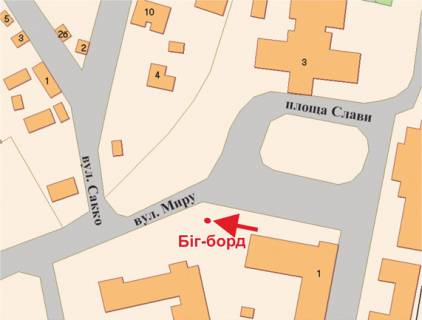 Билборд B в Полтаве, 3х6  Слави пл. (Південний в-л) схема