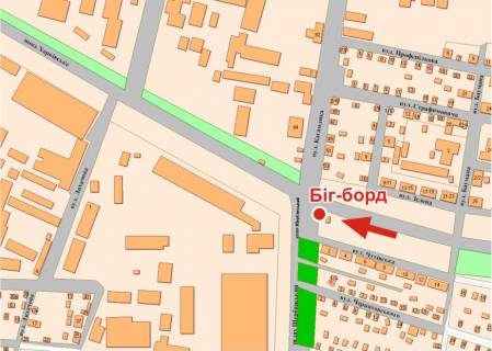 Білборд, Бігборд (Борд)  B у Полтаві, 3х6  ул.Х.Шоссе - ул.Кагамлыка схема