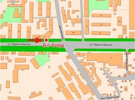 Билборд B в Полтаве, 3х6  М.Бірюзова вул., (зуп. ЗБВ - 7) схема
