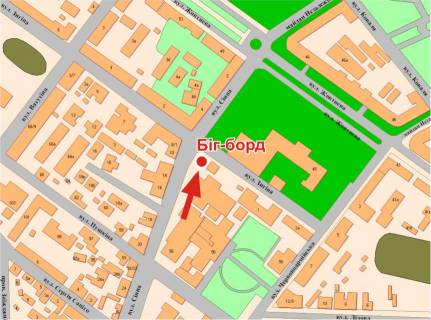 Билборд A в Полтаве, 3х6  Сінна вул. та Зигіна вул.(на перехр.) схема